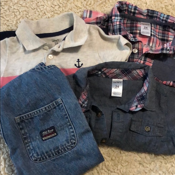 Overalls & 3 polo rompers pink blue denim - Picture 8 of 8